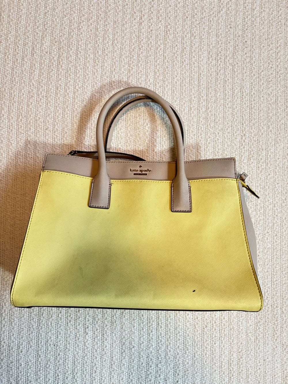 kate spade Yellow and Light Gray Leather Top-Handle Tote - Picture 3 of 9